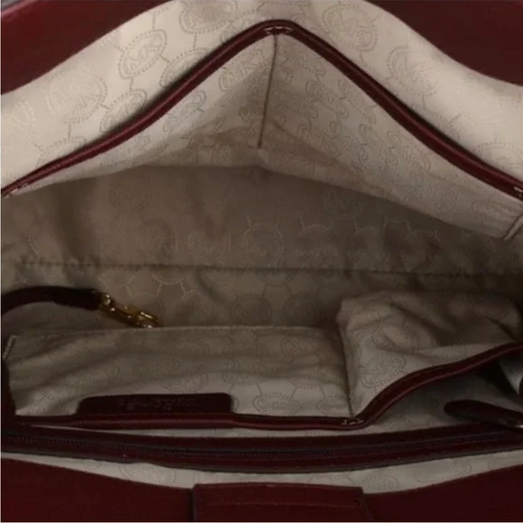 Michael Kors Burgundy Tote with Gold Accents.  Like New/No Key - Picture 7 of 8